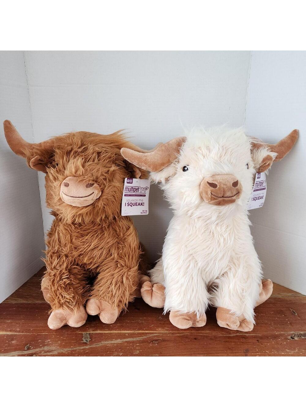2pk Multipet Highland Shaggy Cow 18 Inches Brown & White